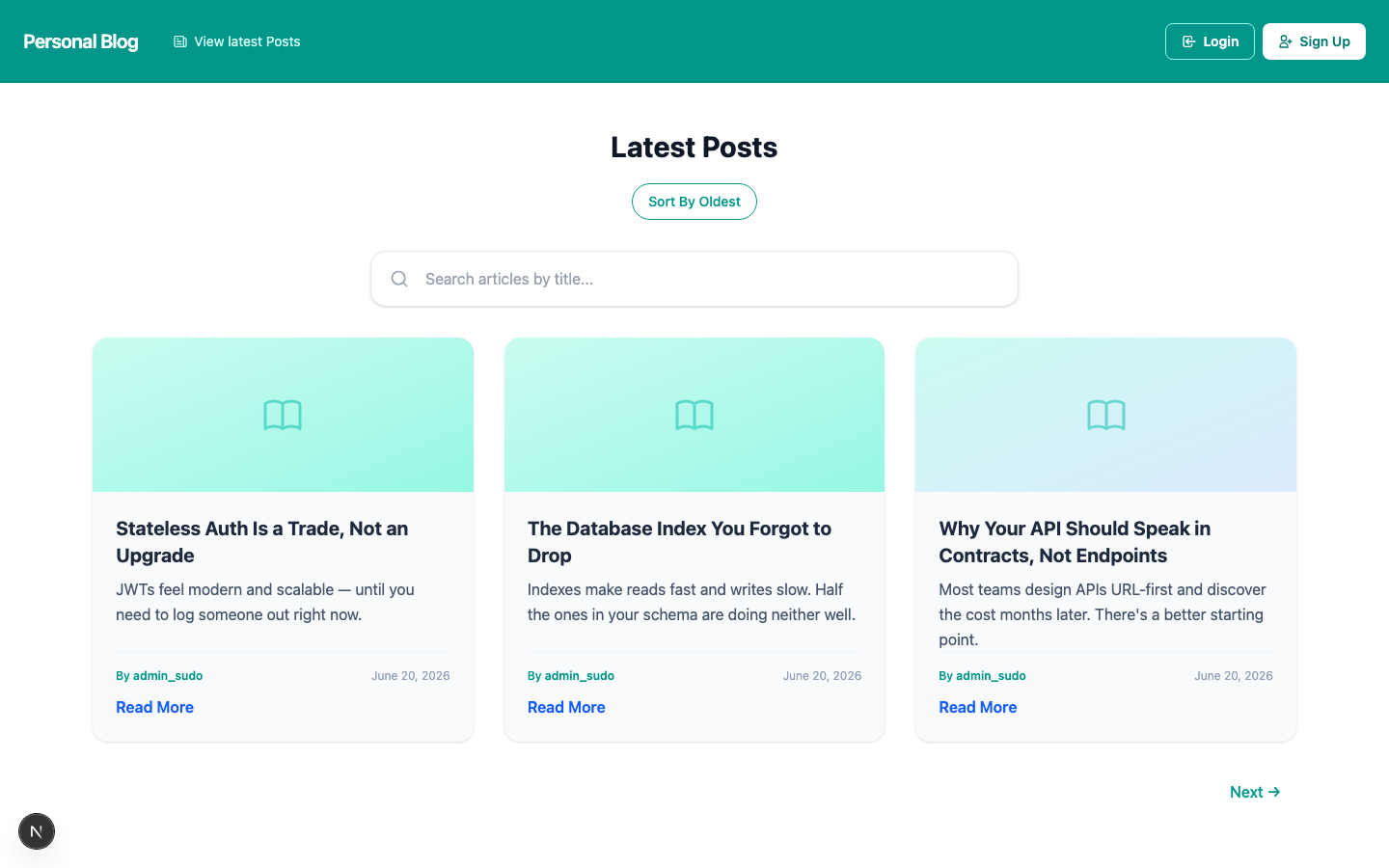 Personal Blog — Full-Stack (.NET + Next.js) preview
