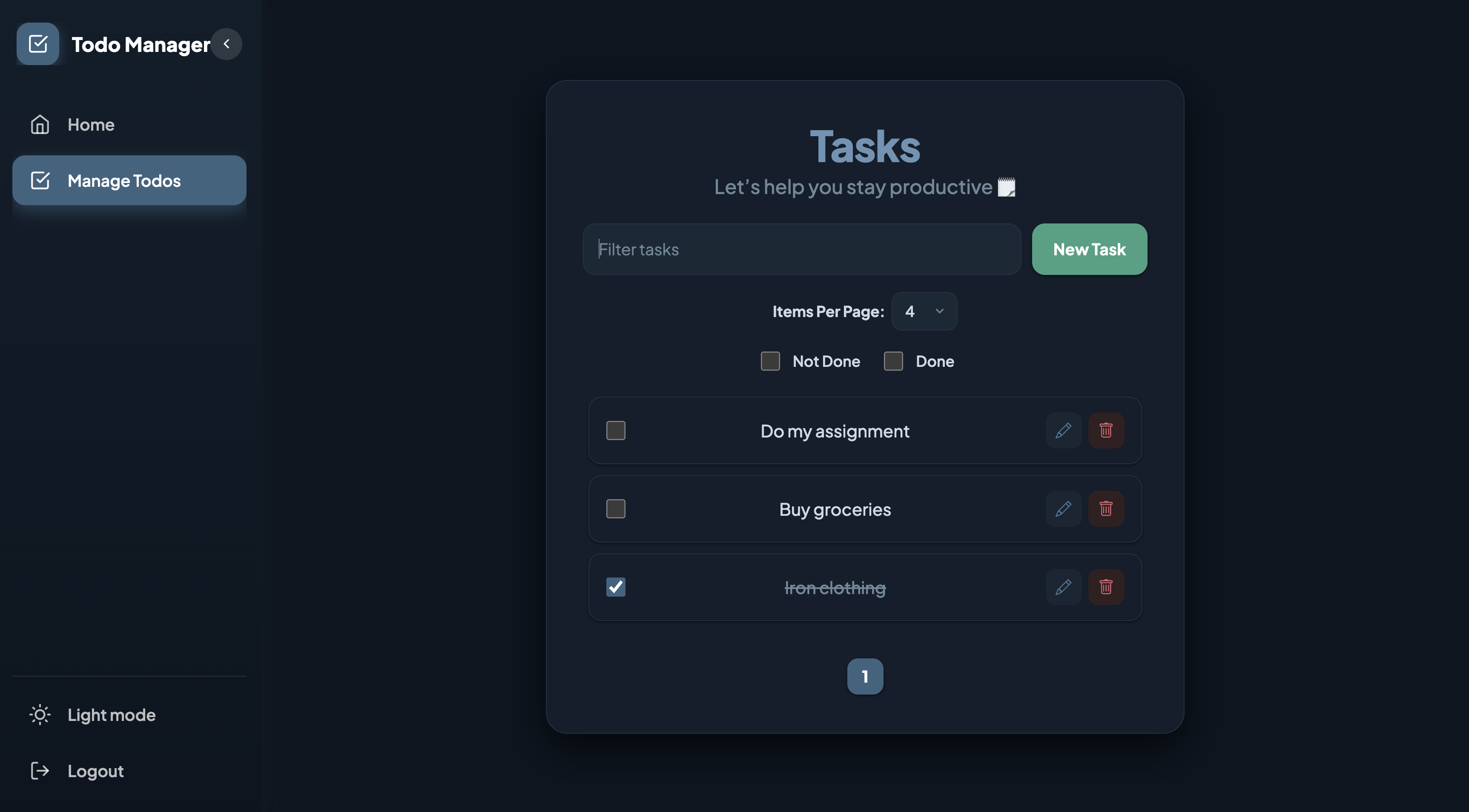 Todo — Full-Stack (Go + React) preview
